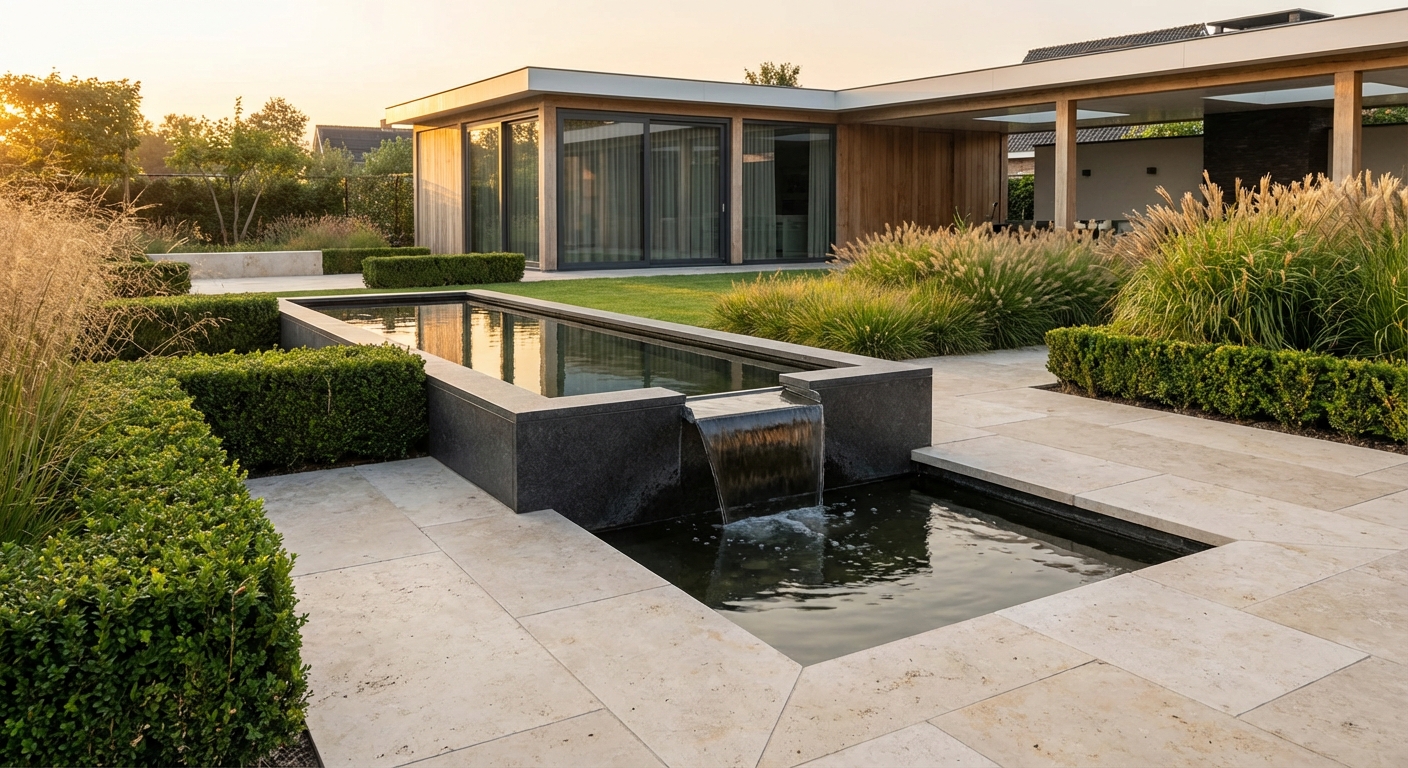 Sfeervolle avondtuin met LED-verlichting — tuinverlichting Rotterdam